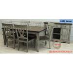 All Wood Table and Chairs Light Grey Finish and Rustic Brown Top 6800/6801