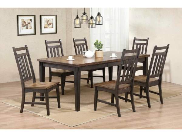 Rustic Two Tone Grey & Brown Dining Table and Chairs 6600/6601 Dining Sets All Wood Furniture