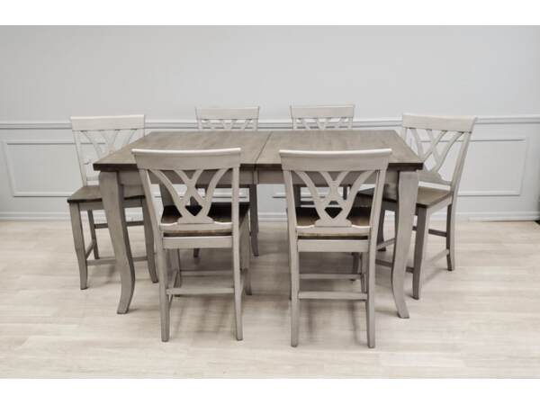 Solid Wood Table w/Light Grey Finish & Rustic Brown Top 5800/5801 Dining Sets All Wood Furniture