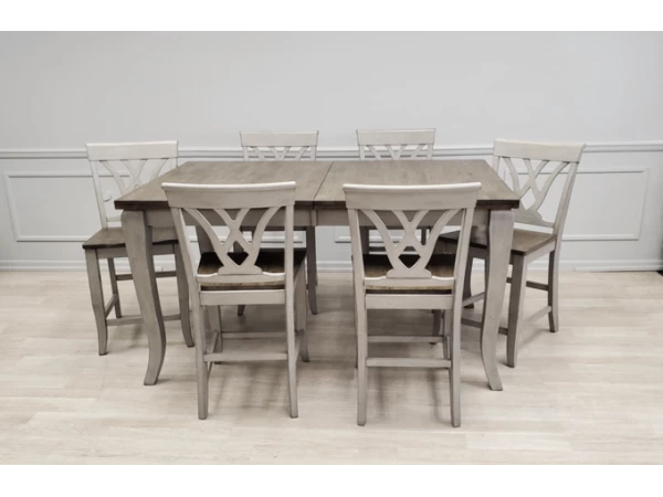 Solid Wood Table w/Light Grey Finish & Rustic Brown Top 5800/5801 Dining Sets All Wood Furniture