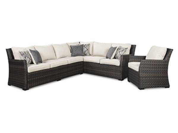 Easy Isle 3-Piece Sofa Sectional/Chair with Cushion Outdoor Sectionals Ashley Furniture