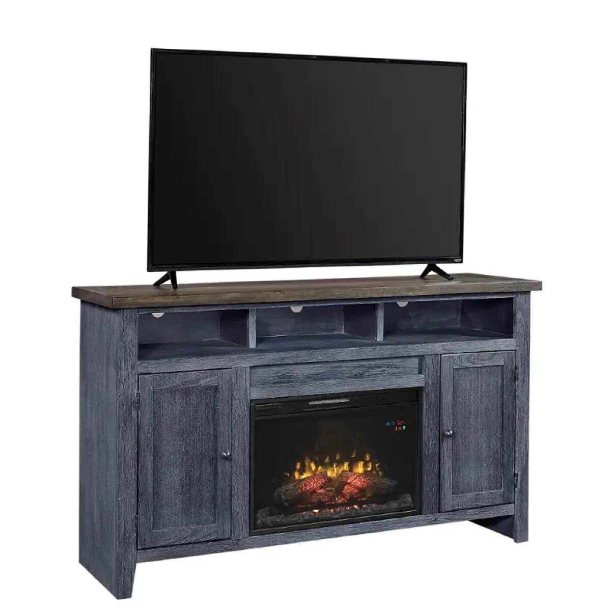 Eastport 65″ Malta Blue Fireplace Console Eastport 65" Malta Blue Fireplace Console - Image 1