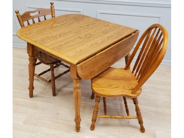 Oak Laminate Top Drop Leaf Table w/ 2 Chairs Group# 131 Dining Sets All Wood Furniture 9