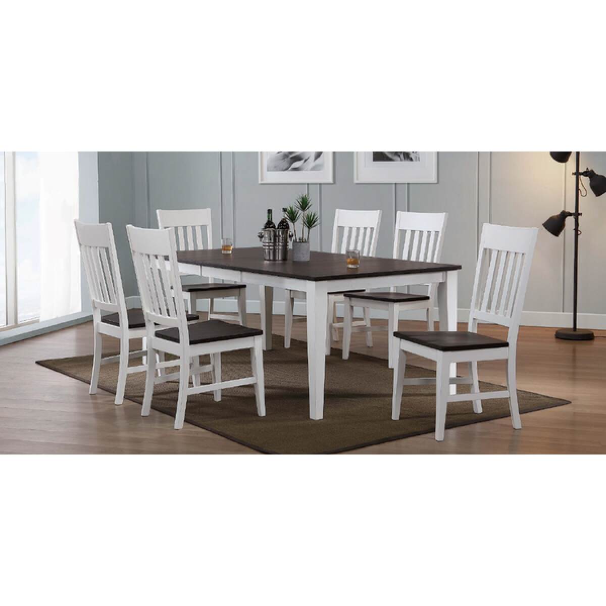 Two Tone Table with 4 Chairs & Bench Group# 144 Two Tone Table with 4 Chairs & Bench Group# 144 - Image 1
