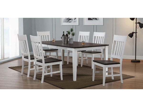 Two Tone Table with 4 Chairs & Bench Group# 144 Clearance All Wood Furniture