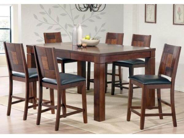 Walnut & Ash Burl Table with 4 Chairs Group# 105 Dining Sets All Wood Furniture