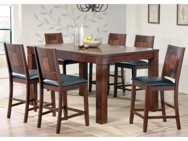 Walnut & Ash Burl Table with 4 Chairs Group# 105 Dining Sets All Wood Furniture