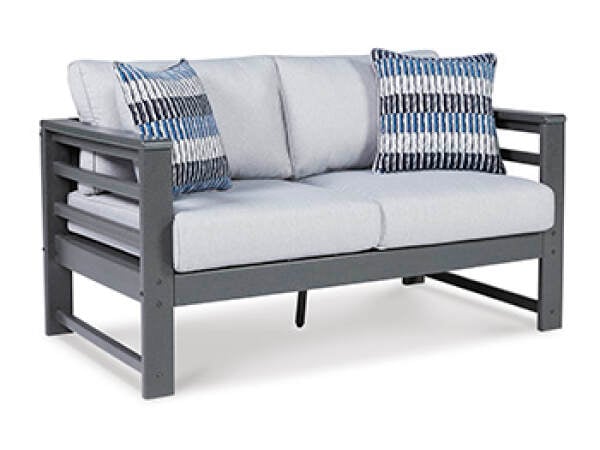 Amora Outdoor Loveseat with Cushion Outdoor Loveseats Ashley Furniture