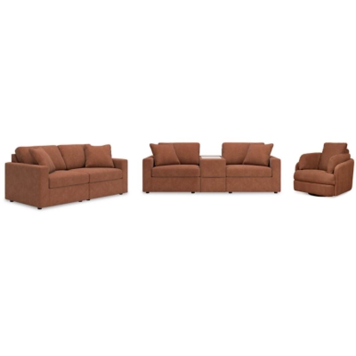 b017837722b7aa727fb83ef14e5a2640 Modmax 3-Piece Sectional Sofa, 2-Piece Sectional Loveseat and Swivel Glider Recliner - Image 1