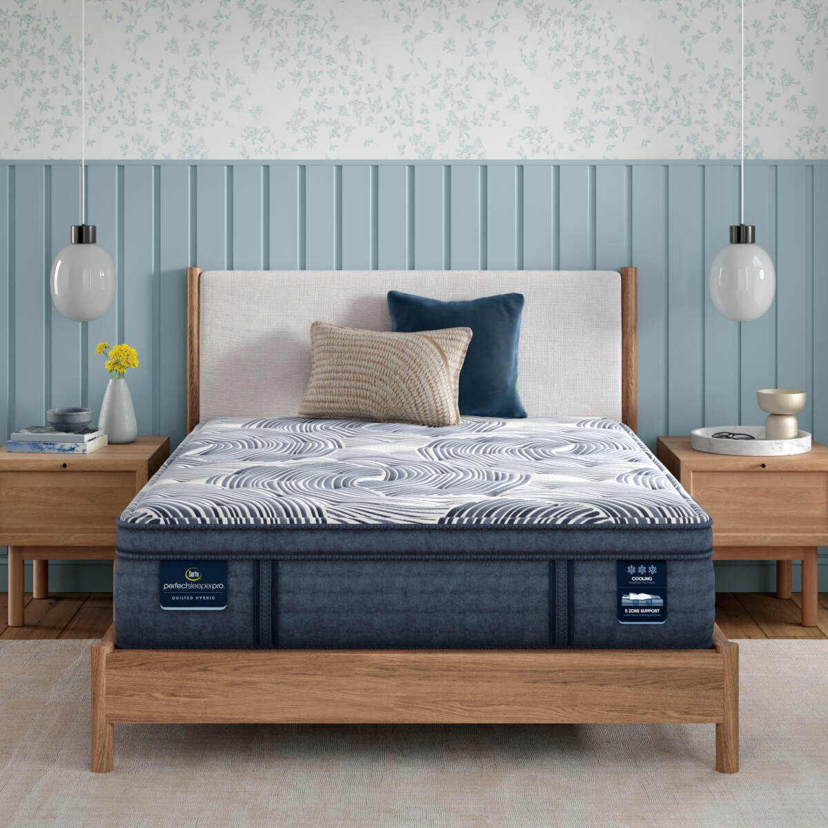 0e3fec3b54a7bd38603a491d4c4c79e2 Perfect Sleeper Pro Edinburgh 15" Latex Hybrid Plush Pillow Top Mattress Low Profile Set -Queen - Image 1