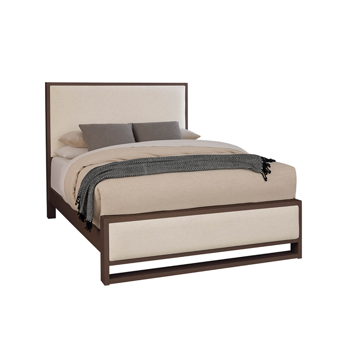 0e64f4a208a3fed0d395b14980239b74 Lodge & Loft Wood Trim Upholstered Bed - Ivory Cream Fabric - 840-551I-155I-922; 840-661I-166I-922-MS1; 840-661I-166I-944-MS1 - Image 1
