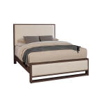 Lodge & Loft Wood Trim Upholstered Bed - Ivory Cream Fabric - 840-551I-155I-922; 840-661I-166I-922-MS1; 840-661I-166I-944-MS1