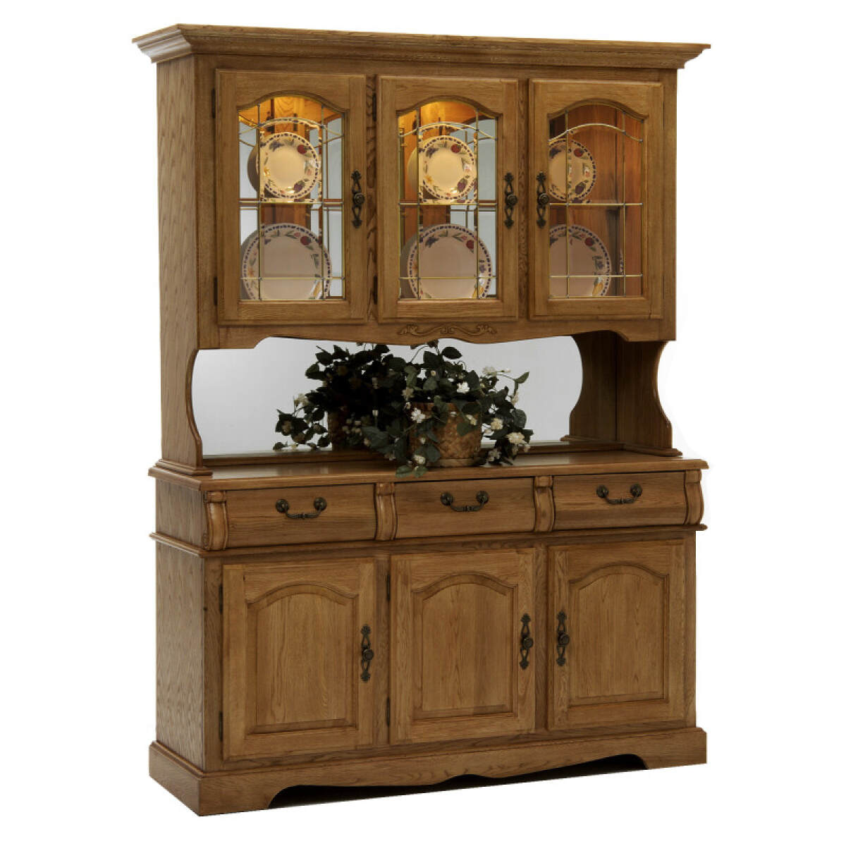 0e921a244c5af49742d29c723192860a Classic Oak Burnished Large China Cabinet - Image 1