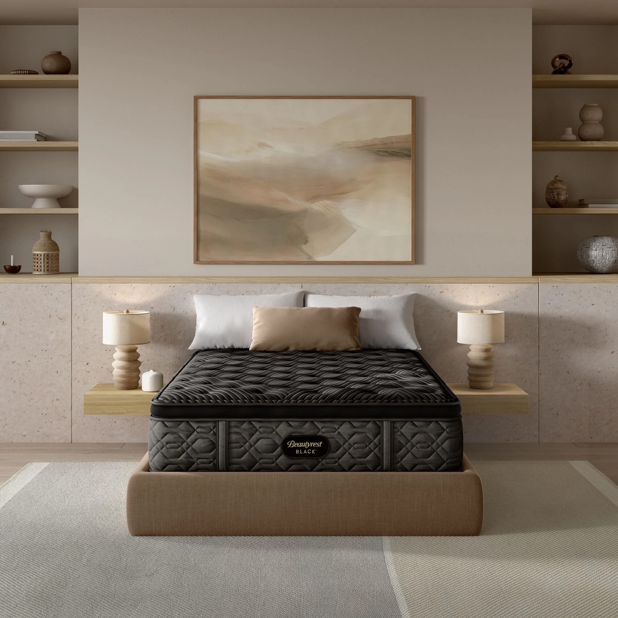 13150bc022cb94f6639a91cdd904f3e3 Carton Beautyrest Black Series One 14.5" Plush Pillow Top Mattress -Cal King Split - Image 1