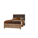 Lodge & Loft Wood Trim Upholstered Storage Bed - Sedona Brown Fabric - 842-551Y-050B-502-555; 842-661Y-066B-502-666