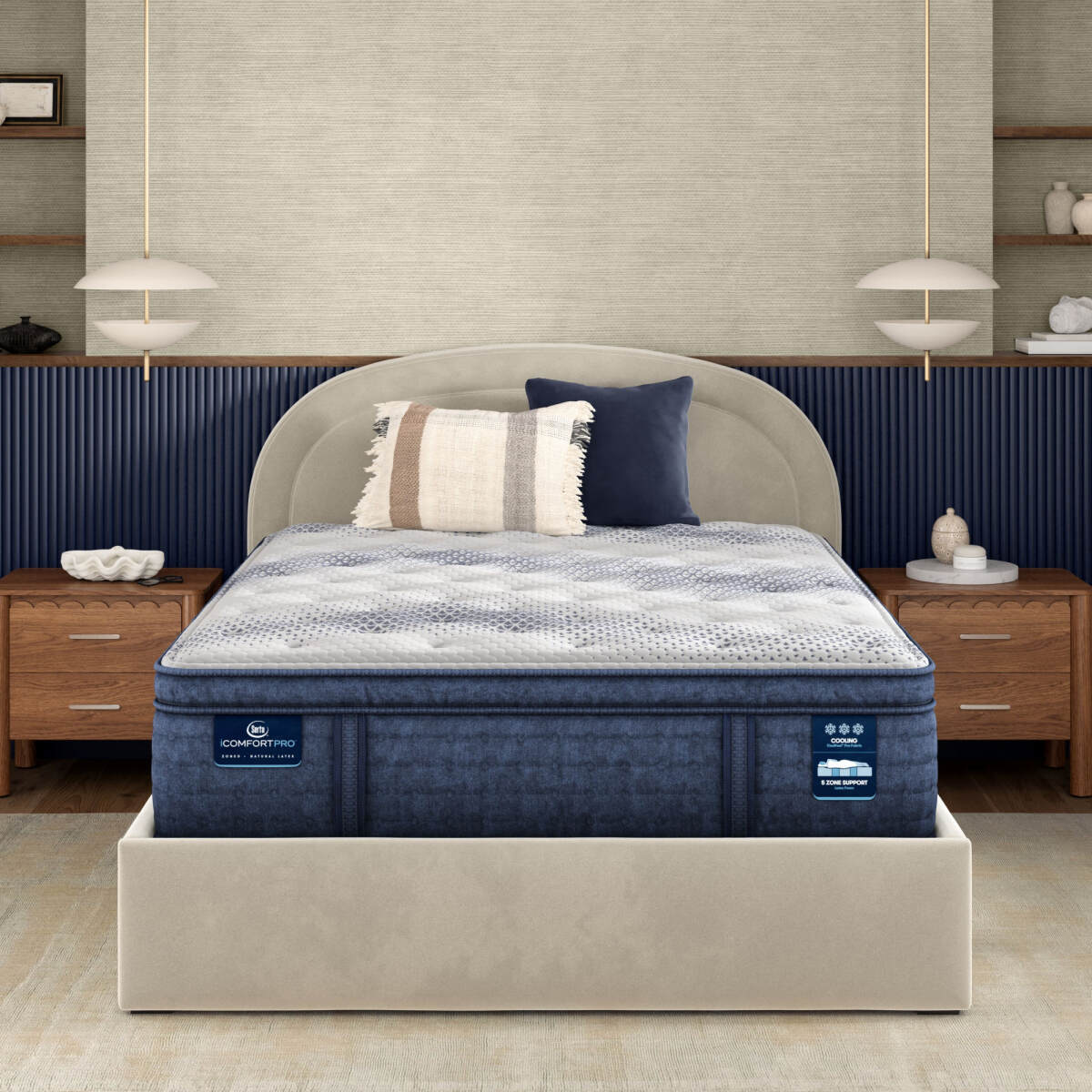 1eed84b2eb52163f6faa91c8afa0cf03 iComfortPro Buckingham 16" Latex Foam Plush Pillow Top Mattress Low Profile Set -Queen - Image 1