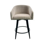 Metal Base Barstool w-Barrel Seat - Champagne Fabric - Image 3
