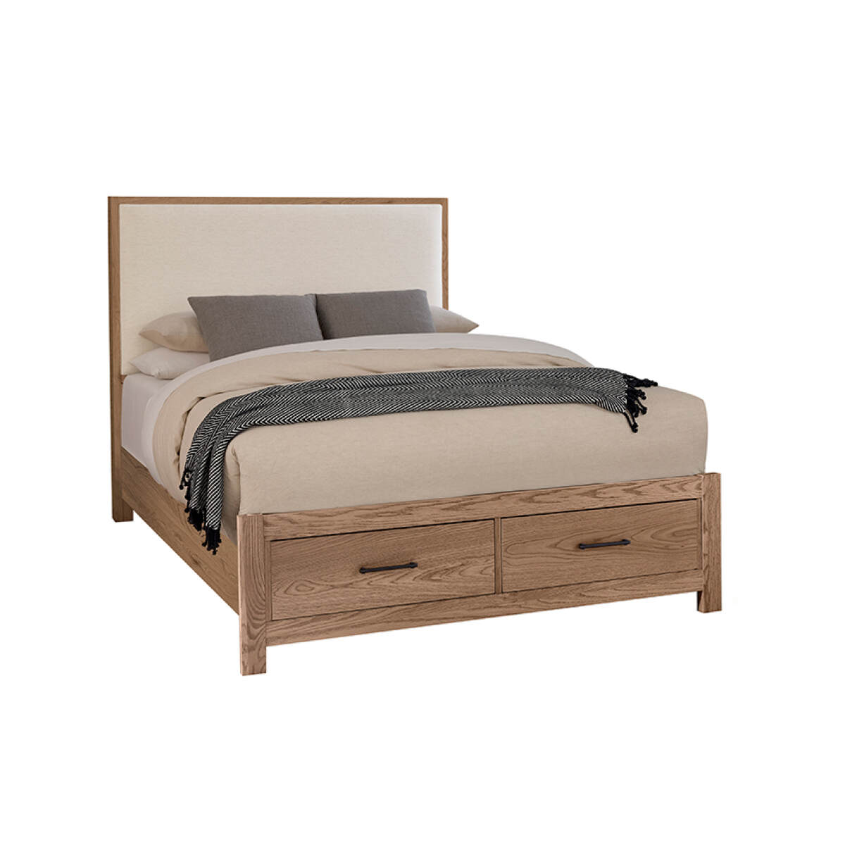 3c6dbc229e34b411c6cdb696cc202cb2 Lodge & Loft Wood Trim Upholstered Storage Bed - Ivory Cream Fabric - 842-551I-050B-502-555; 842-661I-066B-502-666 - Image 1
