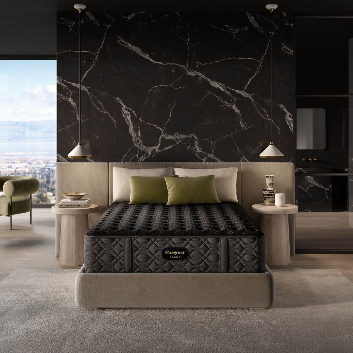 41fca5f5f5abf8640e3e1802deea384c Carton Beautyrest Black Series Three 15" Firm Mattress -Cal King Split - Image 1