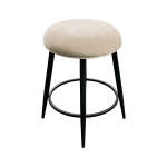 Metal Base Barstool w-Backless Seat - Champagne Fabric - Image 3