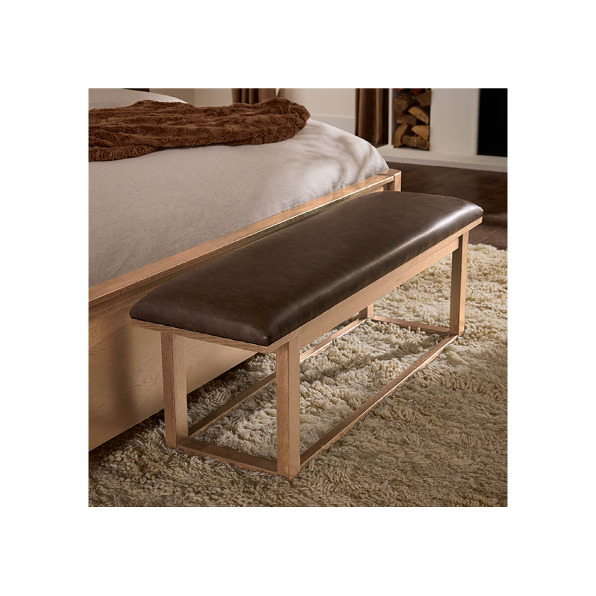 42fc34fe58dc6b3995fec36fc9eb7b48 Lodge & Loft Uph Bench - Sedona Brown - 842-080Y - Image 1