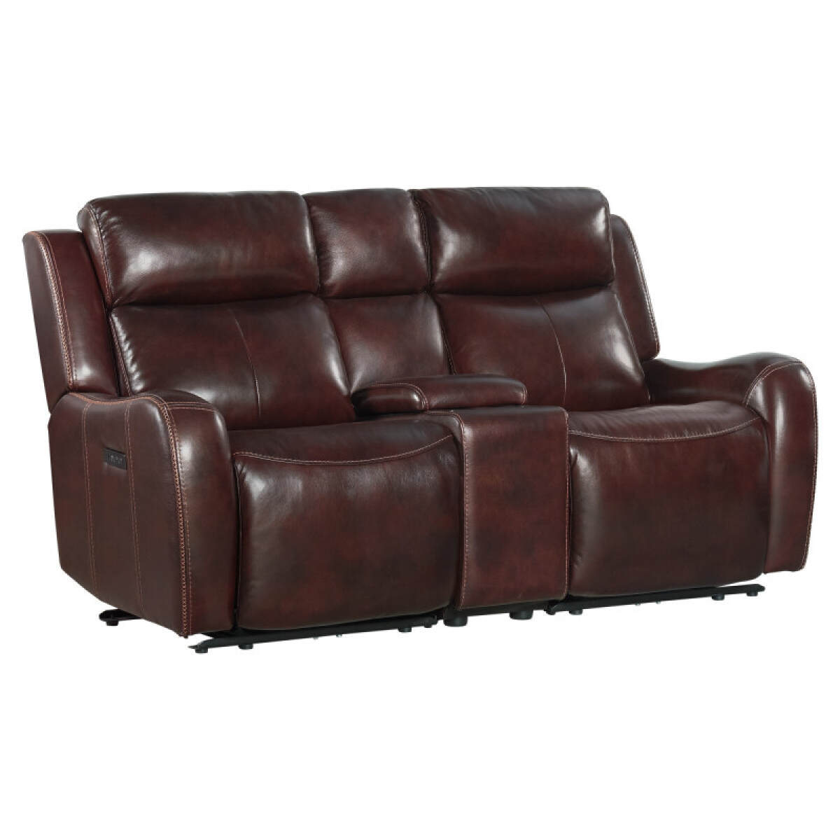 4c4d7da2cebefd72b25a0db7cdd869a6 Wainwright Dual-Power Loveseat | Reddish Brown - Image 1