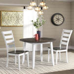 Kona Drop Leaf Table | Gray and White - Image 3
