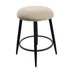 Metal Base Barstool w-Backless Seat - Champagne Fabric - Image 4