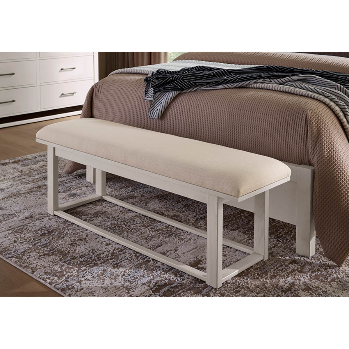 58f1d0e76835deb5d946101ce19dd2cd Lodge & Loft Uph Bench - Ivory Cream - 844-080I - Image 1