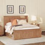 Oak Park King Captain's Bed w-9 Drawers | Taupe