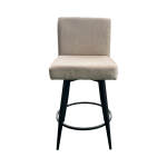 Metal Base Barstool w-Parsons Seat - Champagne Fabric - Image 4