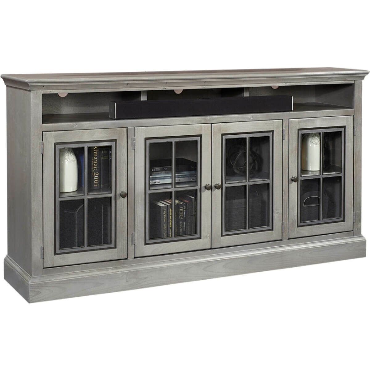 7478e103b37515af6081be86837cedb3 Churchill 73" Highboy Console W/ 4 Doors DR1255-GRY - Image 1