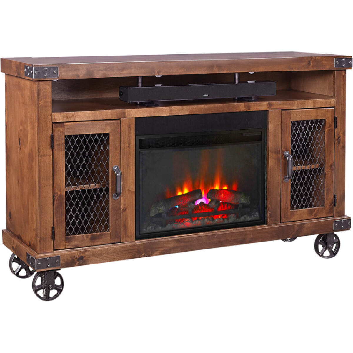 7b0382ca647360796b98def18c60ca7c Industrial 62" Highboy Fireplace Console - Image 1