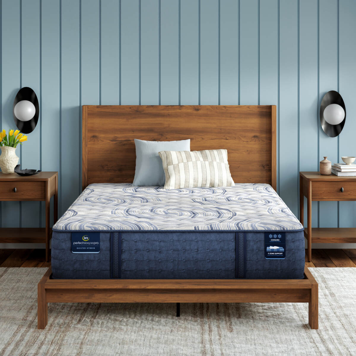80dd24b2f5e85f7818cc58dfabe888e9 Perfect Sleeper Pro Hampton 12.5" Latex Hybrid Extra Firm Mattress Low Profile Set -Queen - Image 1