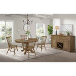 Colonial Oak Round Pedestal Table - Image 5
