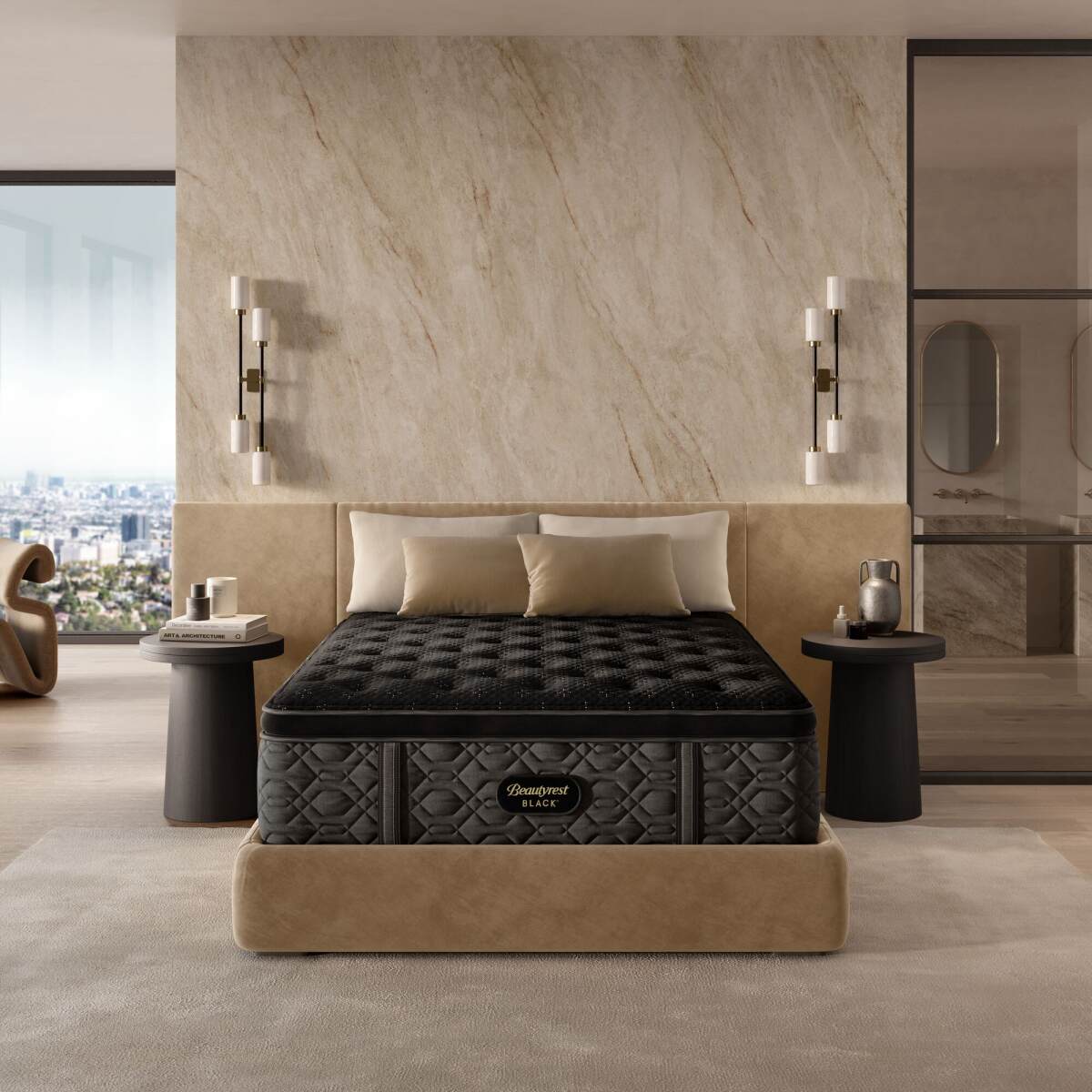 8690bc12c069c20900abfb5e685a8034 Carton Beautyrest Black Series Three 16.75" Plush Pillow Top Mattress -Cal King Split - Image 1