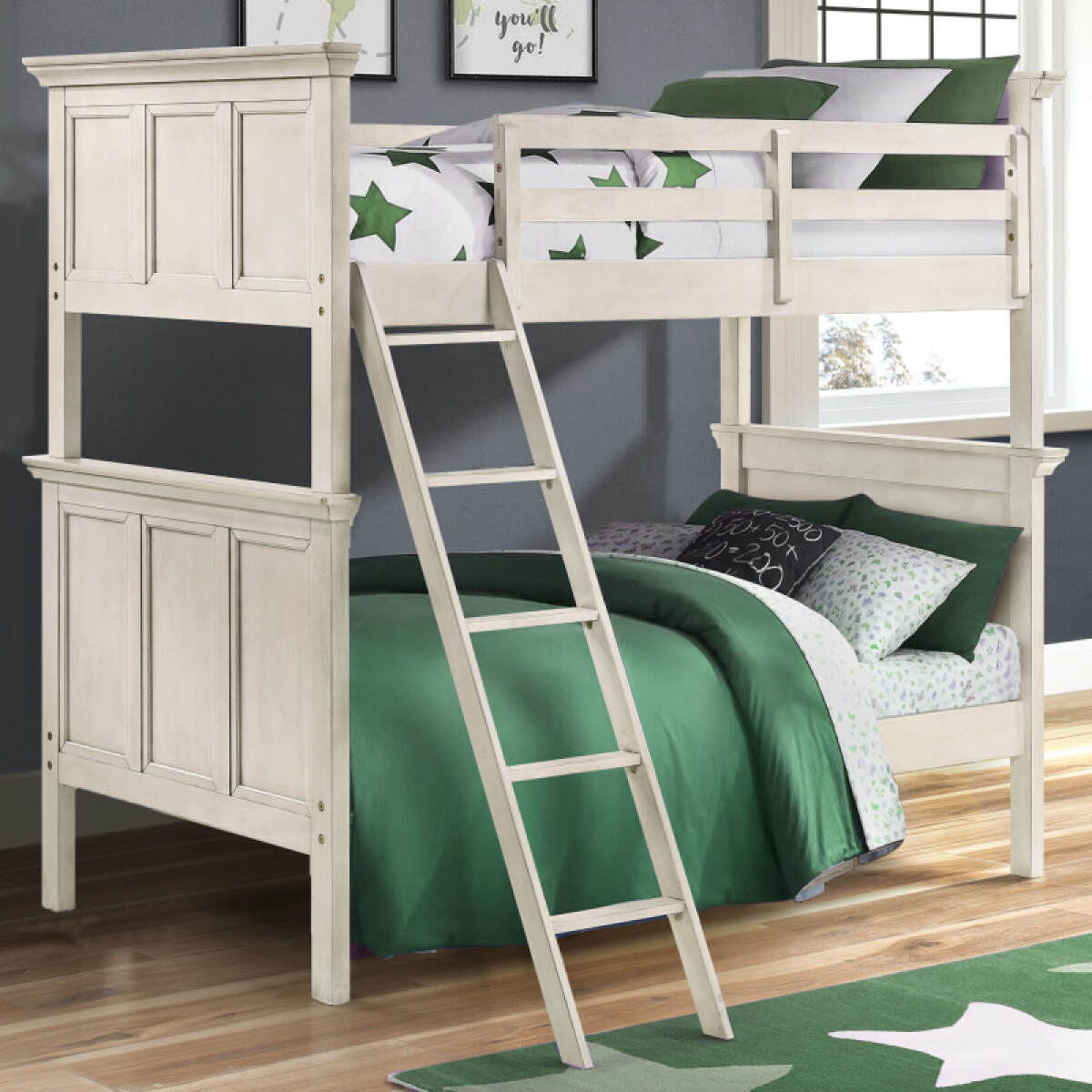8dc32bd24bfbe0806ebaaa057305c52e San Mateo Youth Twin over Twin Bunk Bed | Rustic White - Image 1