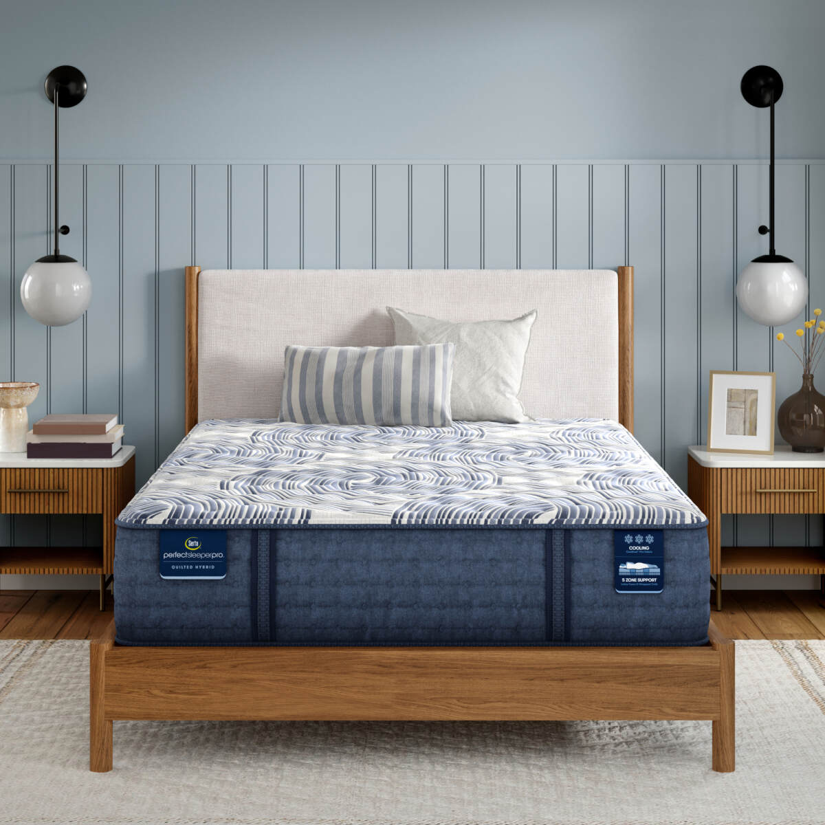 9166c520d9d80f826475d5aa060163e5 Perfect Sleeper Pro Geneva 13.5" Latex Hybrid Firm Mattress Set -Queen - Image 1