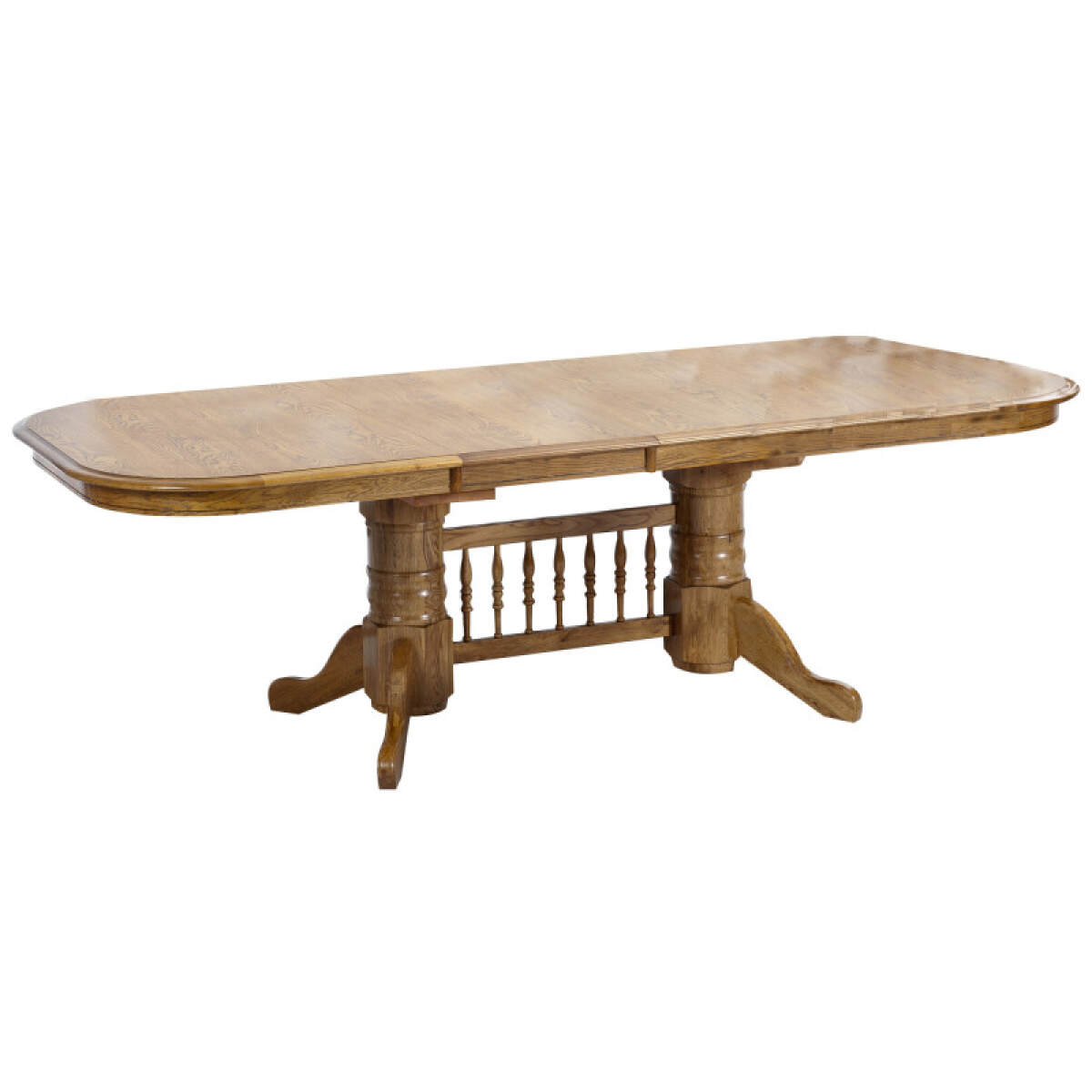 92f05a046a5e3fba879a189d953fb558 Classic Oak Chestnut Solid Trestle Table - Image 1