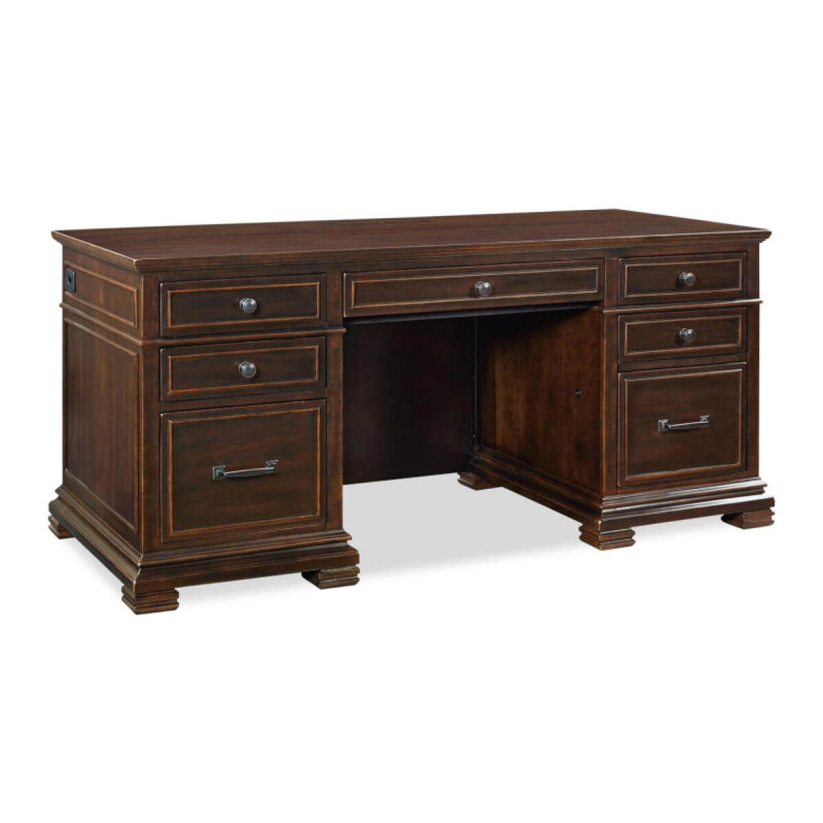 9908a8c0f1342fe41f89541769ddeea3 Weston 66" Executive Desk W/power - Image 1
