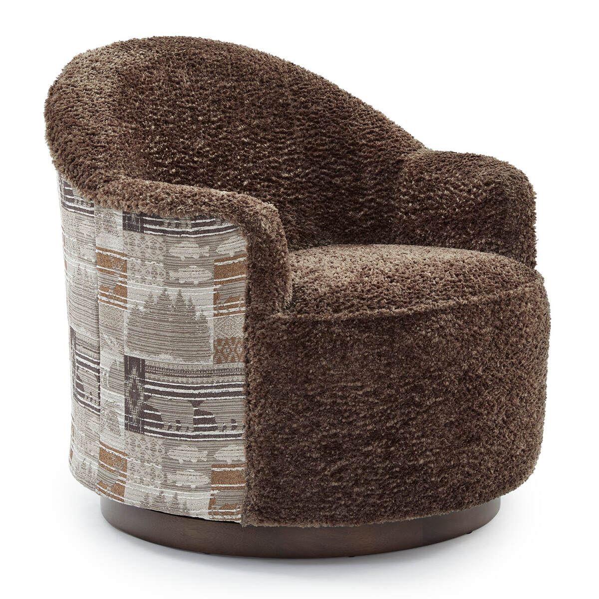 9e88aa87305c29a16b8ecd609181f316 April - Swivel Barrel Chair - Dark Walnut - FS2138DWMF - Image 1