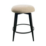 Metal Base Barstool w-Backless Seat - Champagne Fabric - Image 5