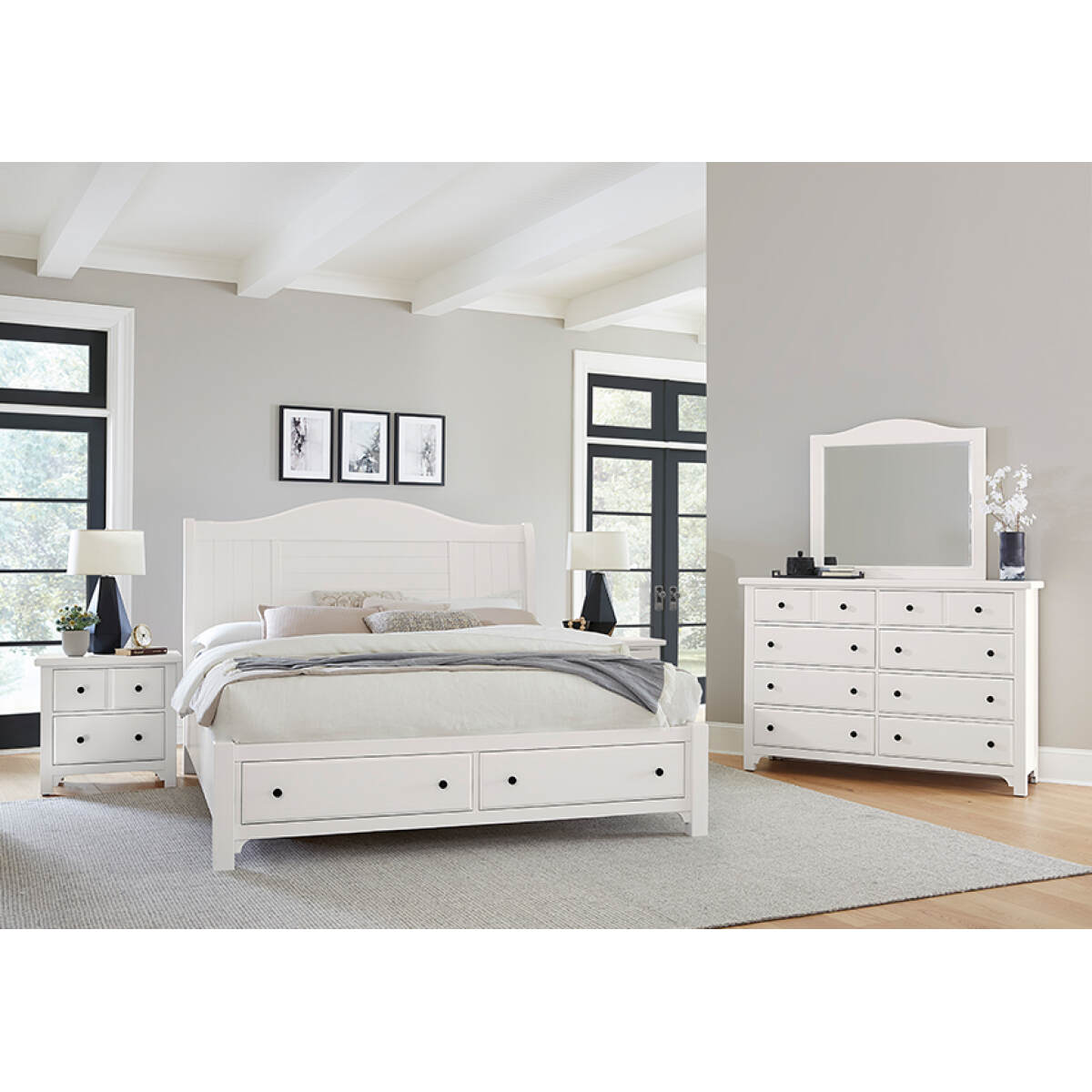 a6fd615db986e8bbb9eca6868e010486 Cool Farmhouse Sleigh Bed W/ Storage Footboard - 804-553-050B-502-555; 804-663-066B-502-666 - Image 1