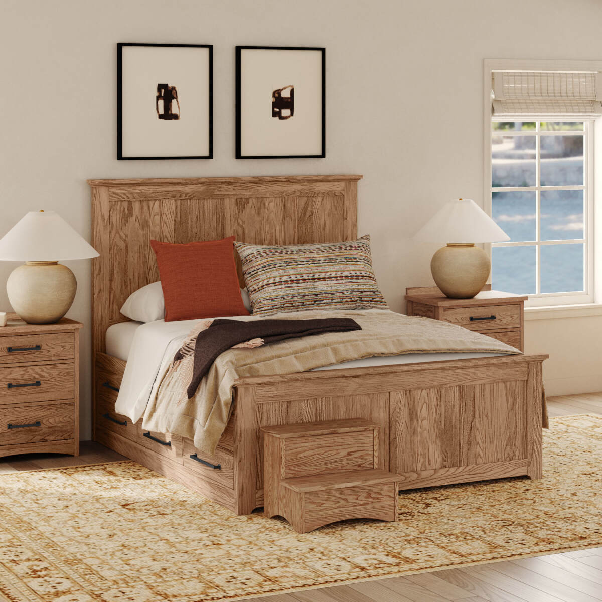 ac11a13a49196c8ab30945731c379893 Oak Park Queen Captain's Bed w-12 Drawers | Taupe - Image 1
