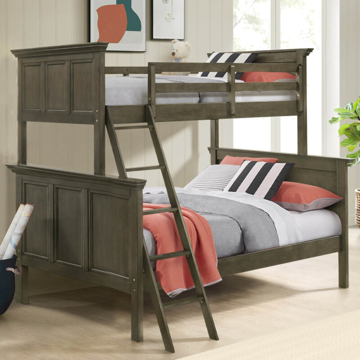 ae80e16251bb7f204c846788e5cb47ad San Mateo Youth Twin over Full Bunk Bed | Gray - Image 1