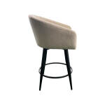 Metal Base Barstool w-Barrel Seat - Champagne Fabric - Image 4