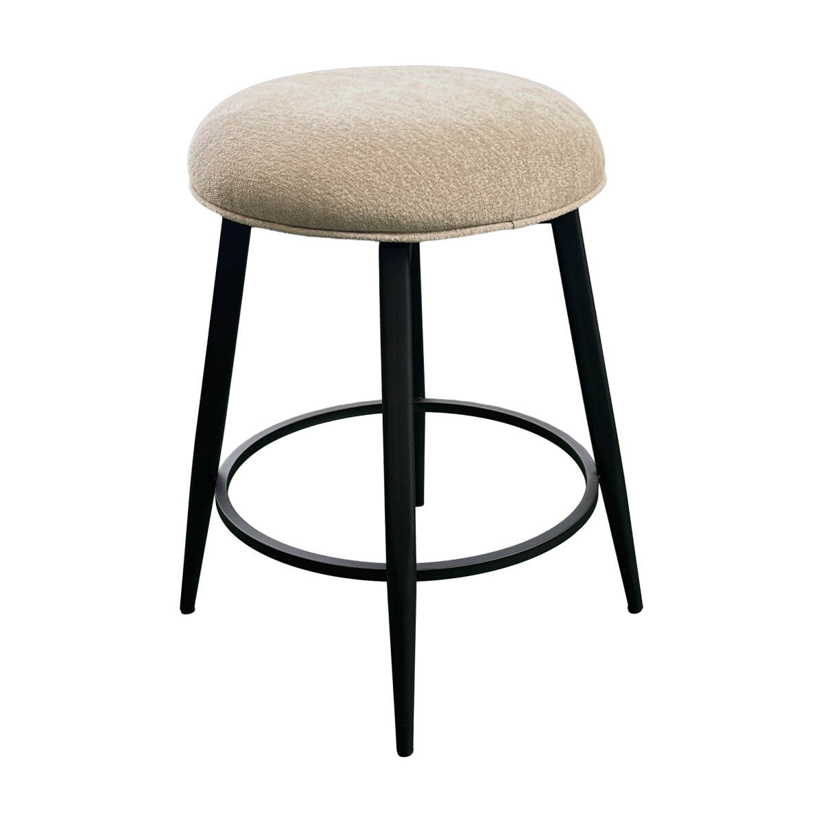 c3ded8b73f1fdfe401153c19a39180bf Metal Base Barstool w-Backless Seat - Champagne Fabric - Image 1