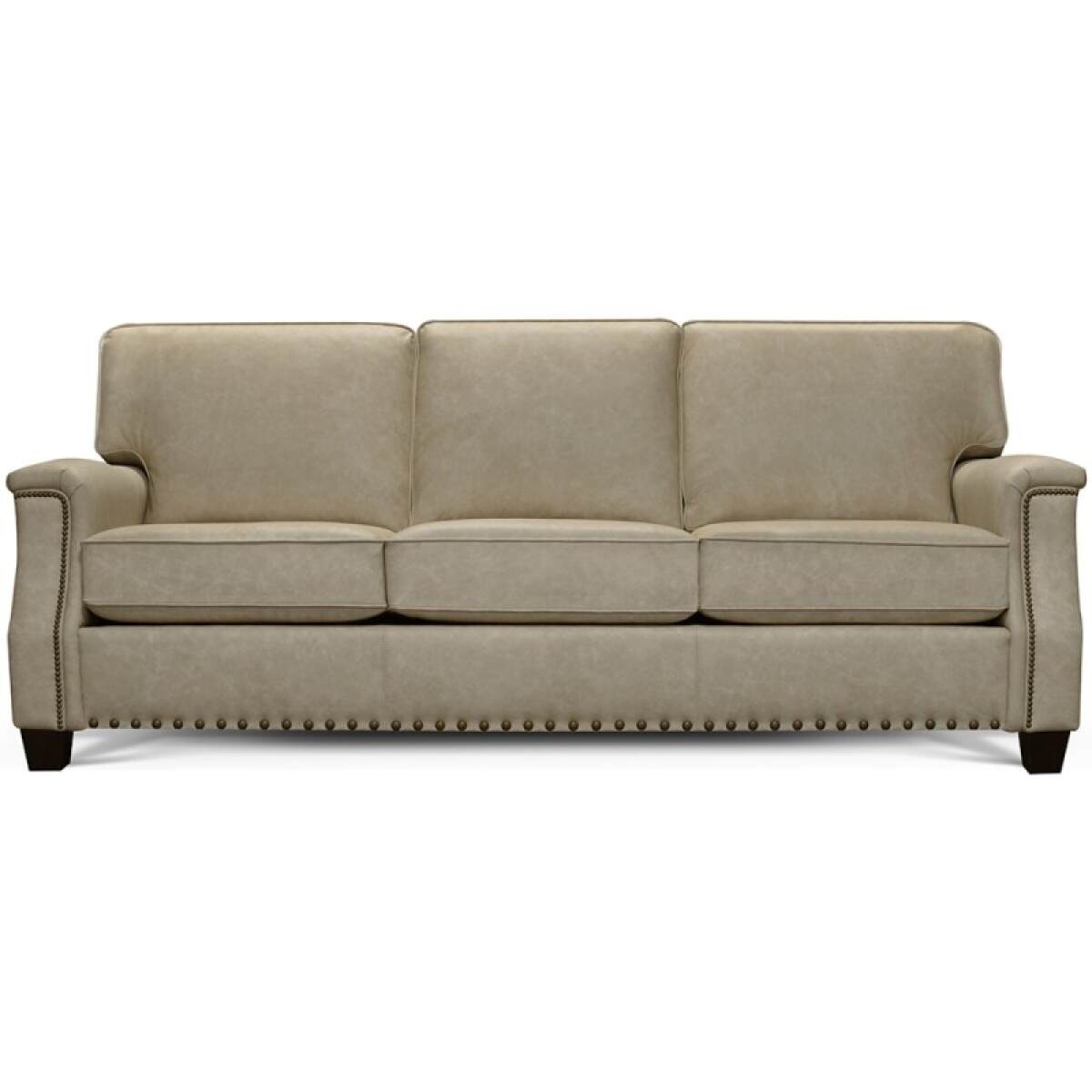 cb40a936fc63a2bb0214f4e0b438b719 Salem Leather Sofa With Nails - Image 1