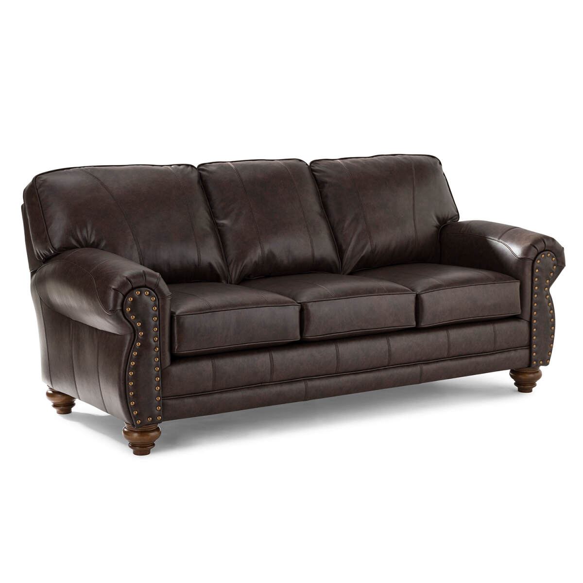 cfe99ae6c576cc190bcca4c487dd698a Noble - Top-grain Leather Stationary Sofa - Dark Walnut - FSS64DWLU - Image 1