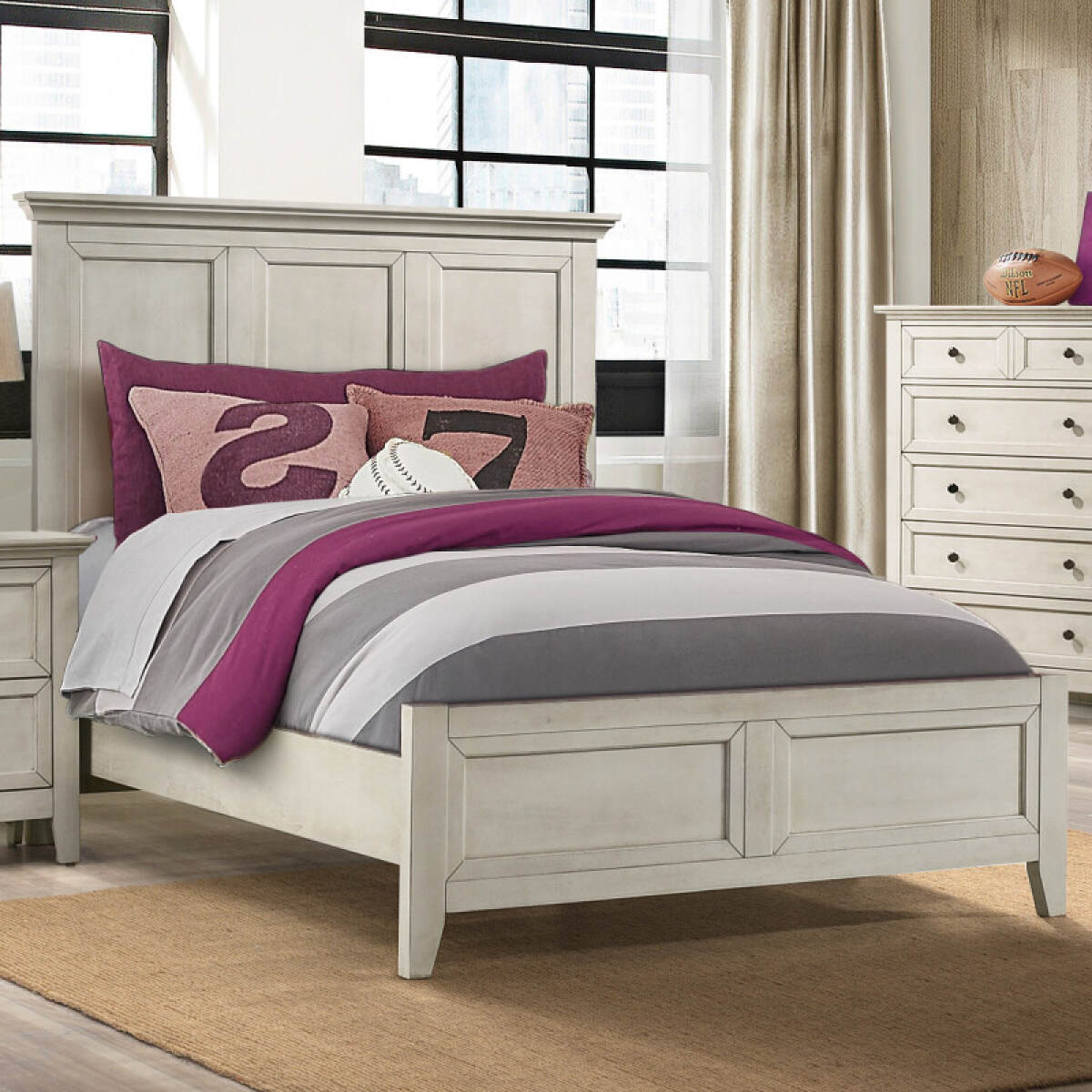 d2784fdf2a9fec74eb9895c951ed4588 San Mateo Youth Full Standard Bed | Rustic White - Image 1